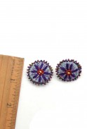 Embroidered Denim Daisy Studs